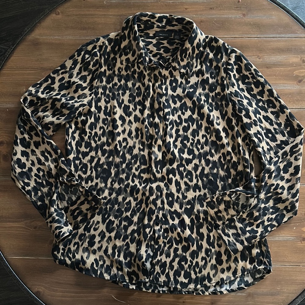 Halogen Button Down Shirt Leopard print S